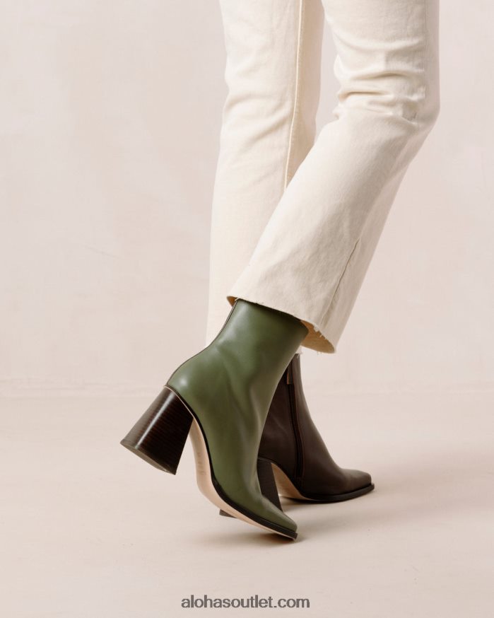 mulheres south bicolor - bota de couro marrom e verde Alohas 4P88ZX194 marrom café oliva empoeirado