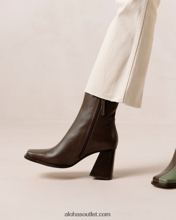 mulheres south bicolor - bota de couro marrom e verde Alohas 4P88ZX194 marrom café oliva empoeirado