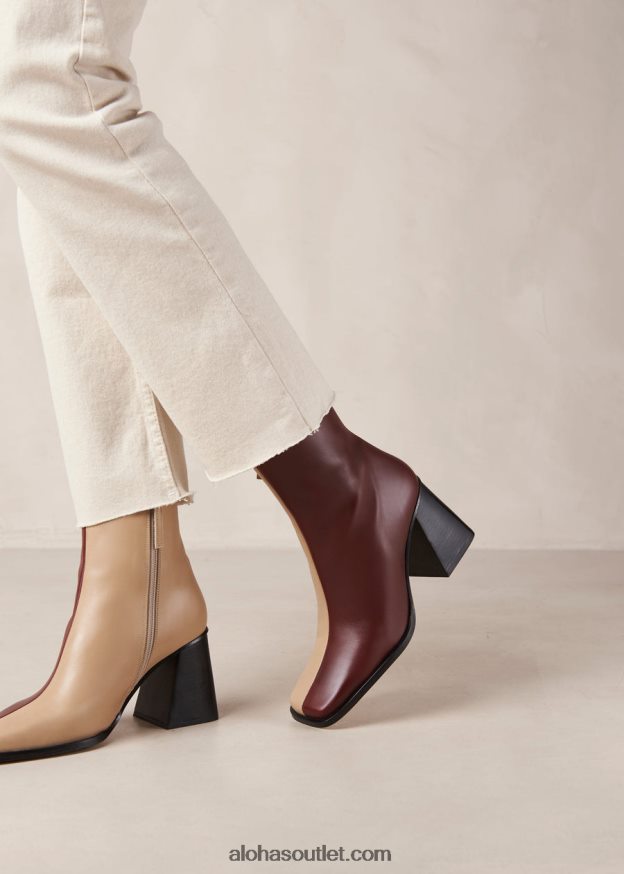 mulheres south bicolor - botas de couro bege e vermelho Alohas 4P88ZX206 pedra bege bordô