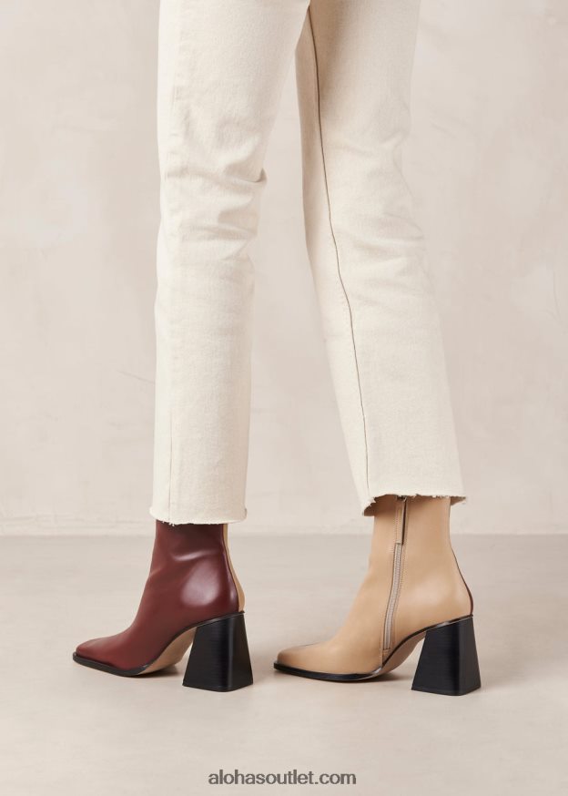 mulheres south bicolor - botas de couro bege e vermelho Alohas 4P88ZX206 pedra bege bordô