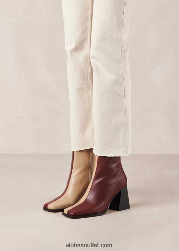 mulheres south bicolor - botas de couro bege e vermelho Alohas 4P88ZX206 pedra bege bordô