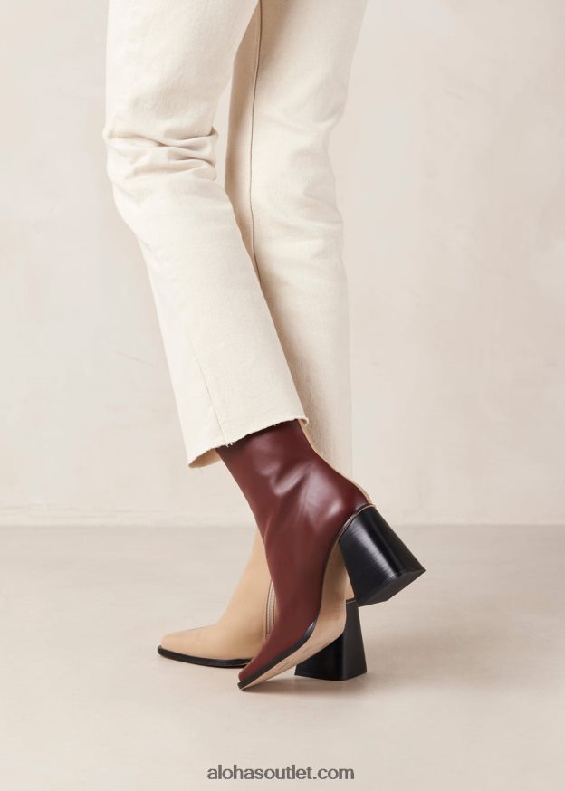 mulheres south bicolor - botas de couro bege e vermelho Alohas 4P88ZX206 pedra bege bordô