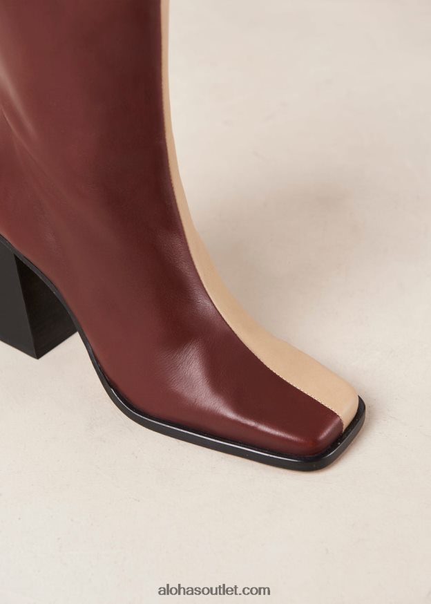 mulheres south bicolor - botas de couro bege e vermelho Alohas 4P88ZX206 pedra bege bordô