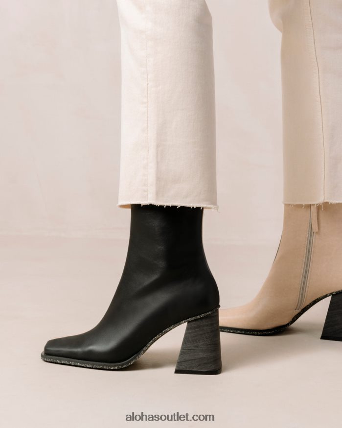 mulheres south corn - bota preta e bege de couro vegano Alohas 4P88ZX201 pedra bicolor bege preto