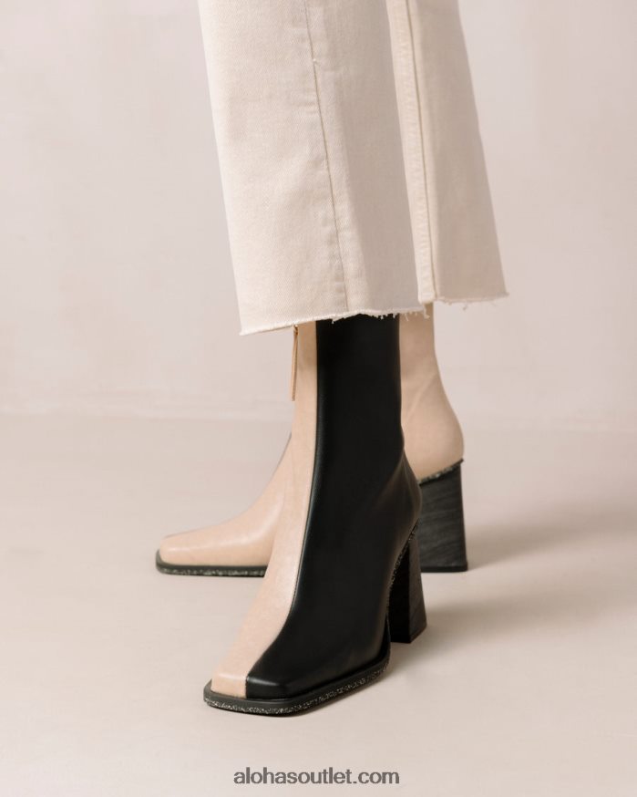 mulheres south corn - bota preta e bege de couro vegano Alohas 4P88ZX201 pedra bicolor bege preto