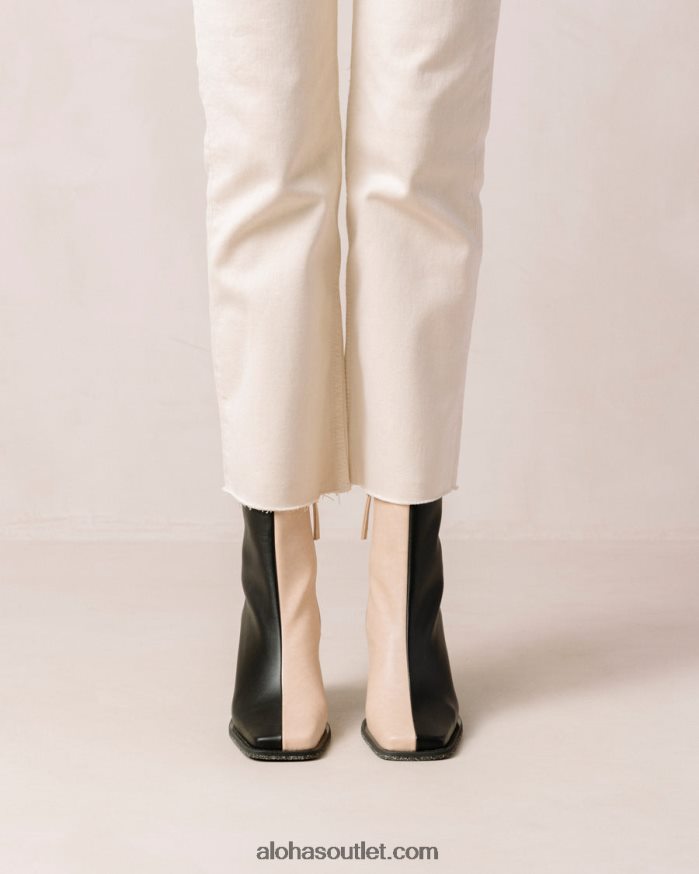mulheres south corn - bota preta e bege de couro vegano Alohas 4P88ZX201 pedra bicolor bege preto