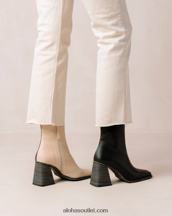 mulheres south corn - bota preta e bege de couro vegano Alohas 4P88ZX201 pedra bicolor bege preto
