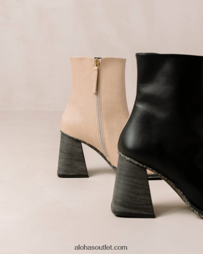mulheres south corn - bota preta e bege de couro vegano Alohas 4P88ZX201 pedra bicolor bege preto