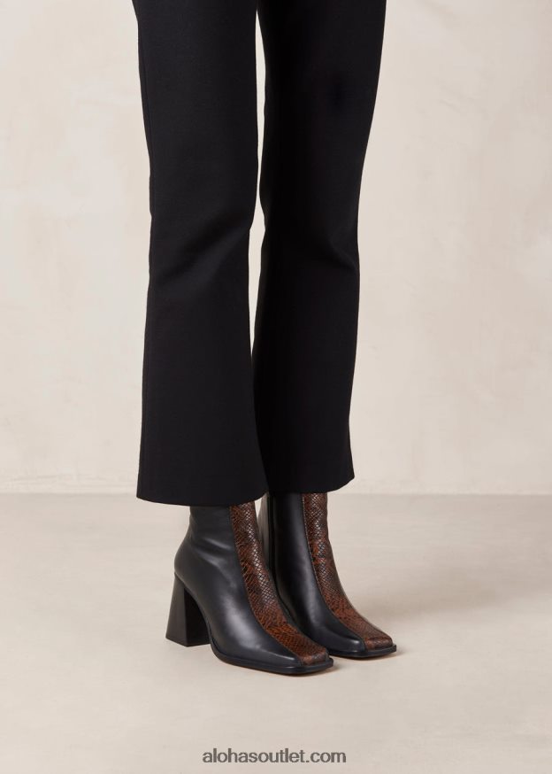 mulheres south python - bota de couro com estampa de cobra Alohas 4P88ZX146 indo preto marrom