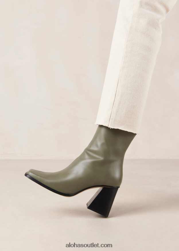 mulheres sul - botas de couro verde Alohas 4P88ZX204 azeitona empoeirada