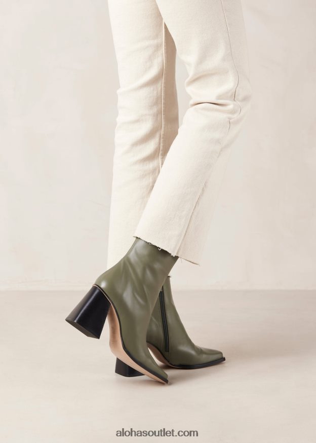 mulheres sul - botas de couro verde Alohas 4P88ZX204 azeitona empoeirada