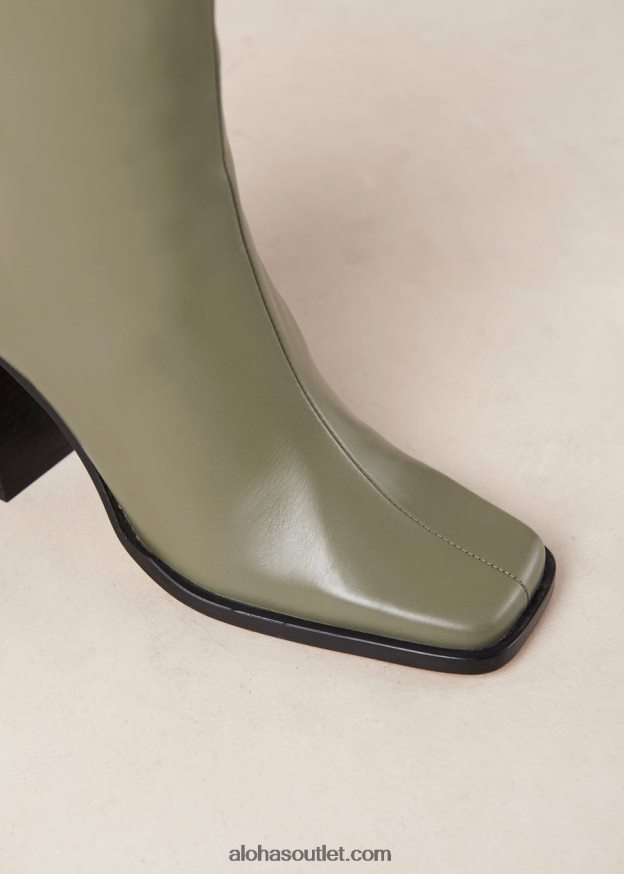 mulheres sul - botas de couro verde Alohas 4P88ZX204 azeitona empoeirada