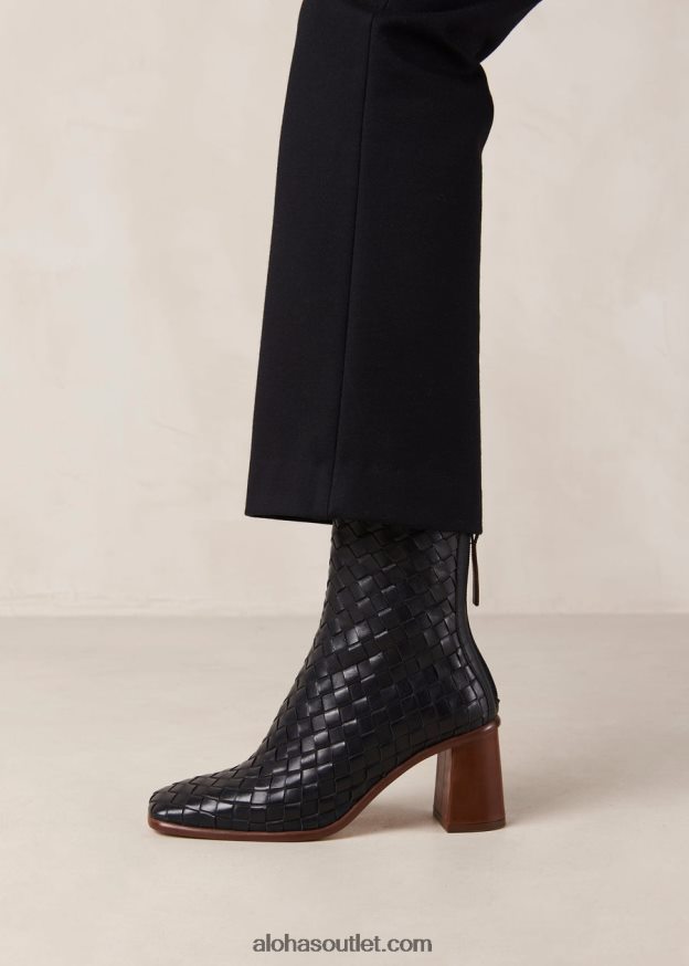mulheres trançado oeste - botas de couro pretas Alohas 4P88ZX457 preto trançado