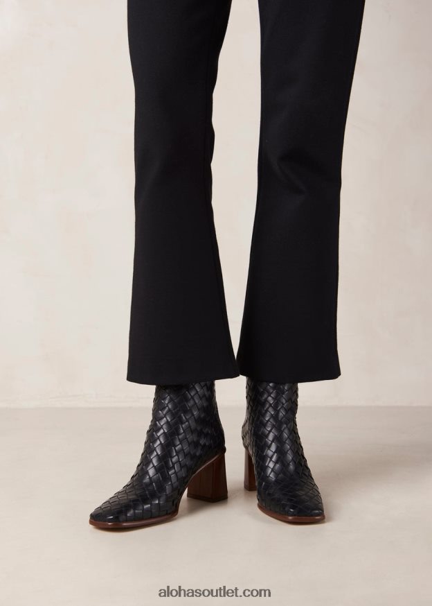mulheres trançado oeste - botas de couro pretas Alohas 4P88ZX457 preto trançado