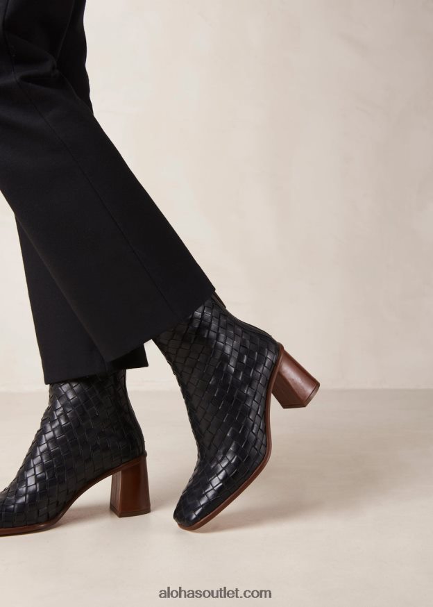 mulheres trançado oeste - botas de couro pretas Alohas 4P88ZX457 preto trançado