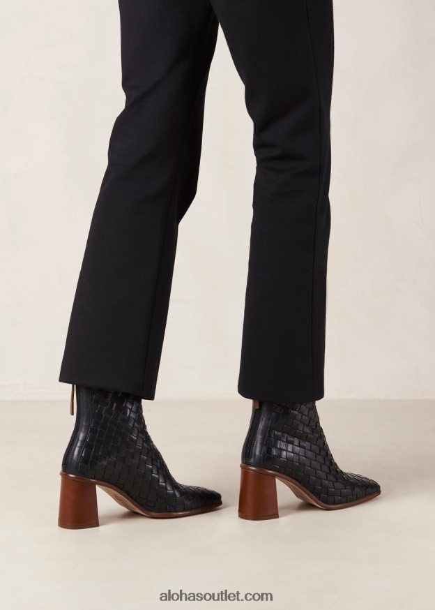 mulheres trançado oeste - botas de couro pretas Alohas 4P88ZX457 preto trançado