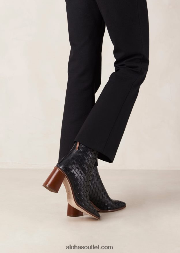mulheres trançado oeste - botas de couro pretas Alohas 4P88ZX457 preto trançado