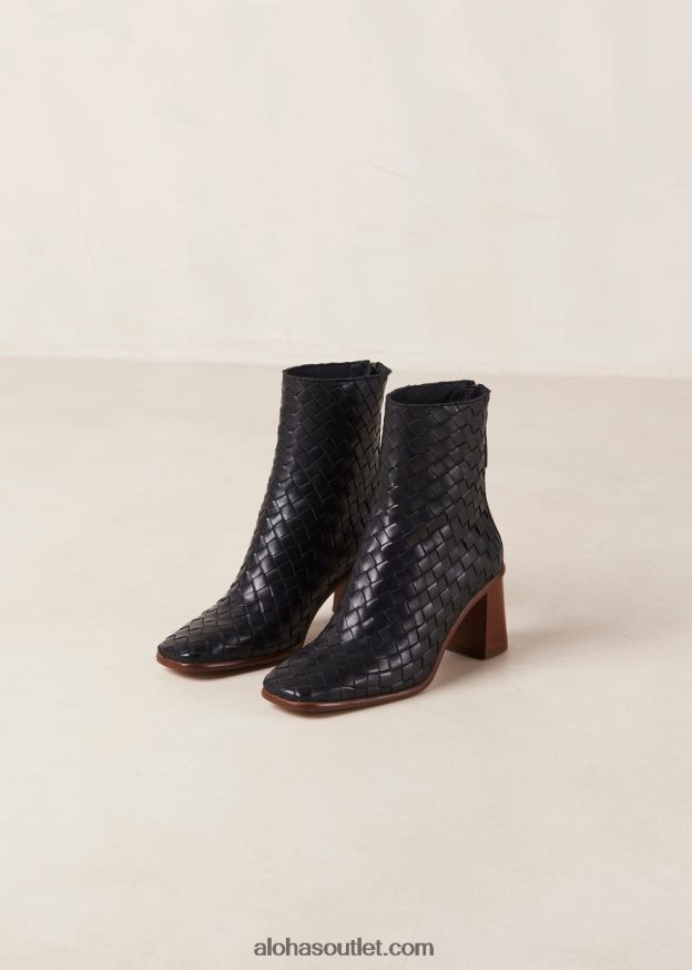 mulheres trançado oeste - botas de couro pretas Alohas 4P88ZX457 preto trançado