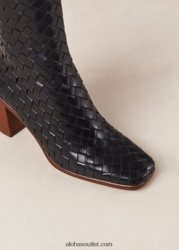 mulheres trançado oeste - botas de couro pretas Alohas 4P88ZX457 preto trançado