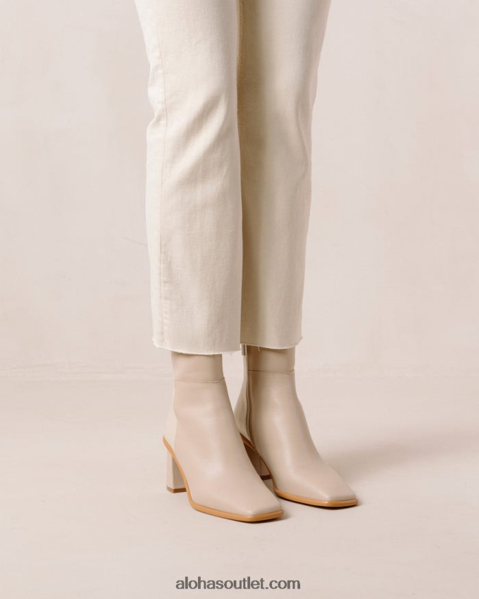 mulheres west - botas de couro branco e bege Alohas 4P88ZX340 creme bege pedra