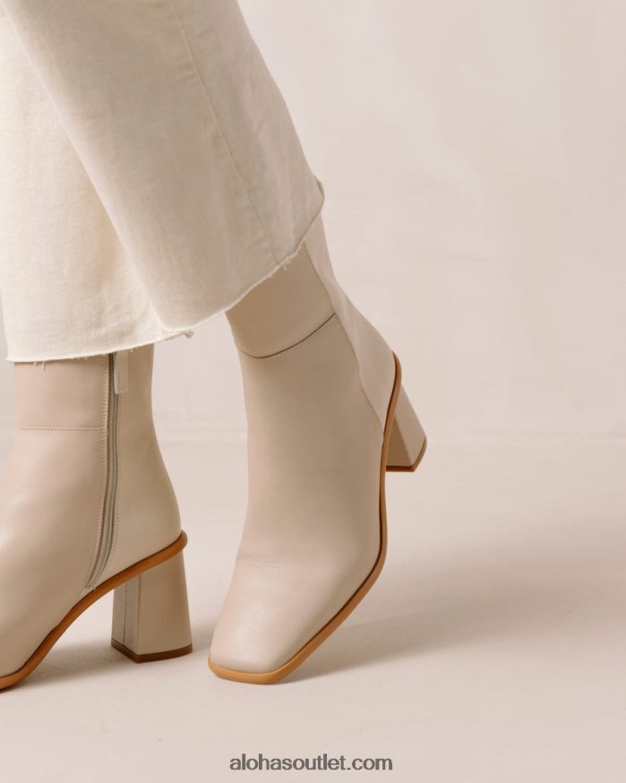 mulheres west - botas de couro branco e bege Alohas 4P88ZX340 creme bege pedra