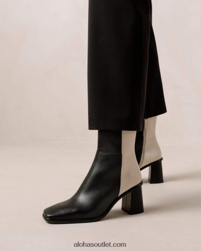 mulheres west - botas de couro preto e branco Alohas 4P88ZX341 creme preto