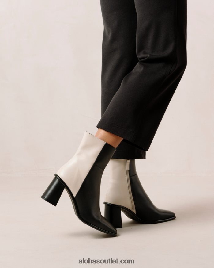 mulheres west - botas de couro preto e branco Alohas 4P88ZX341 creme preto