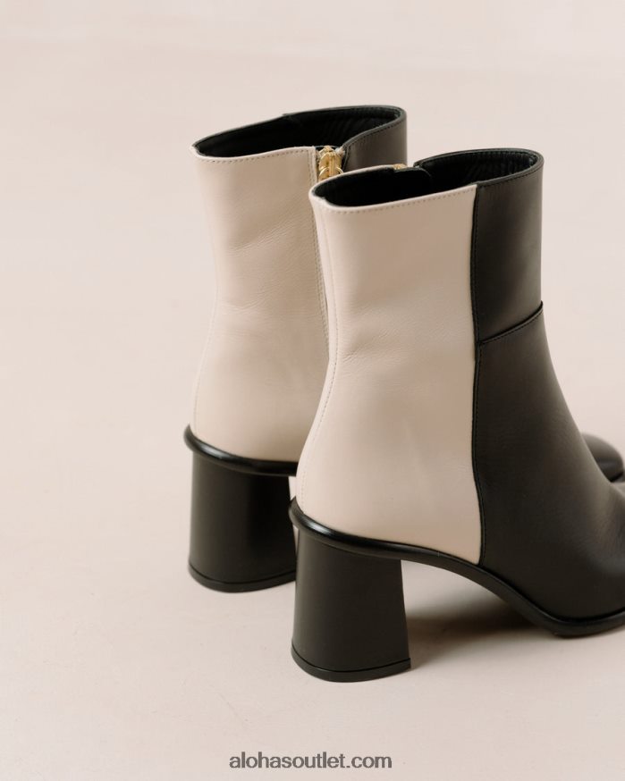 mulheres west - botas de couro preto e branco Alohas 4P88ZX341 creme preto
