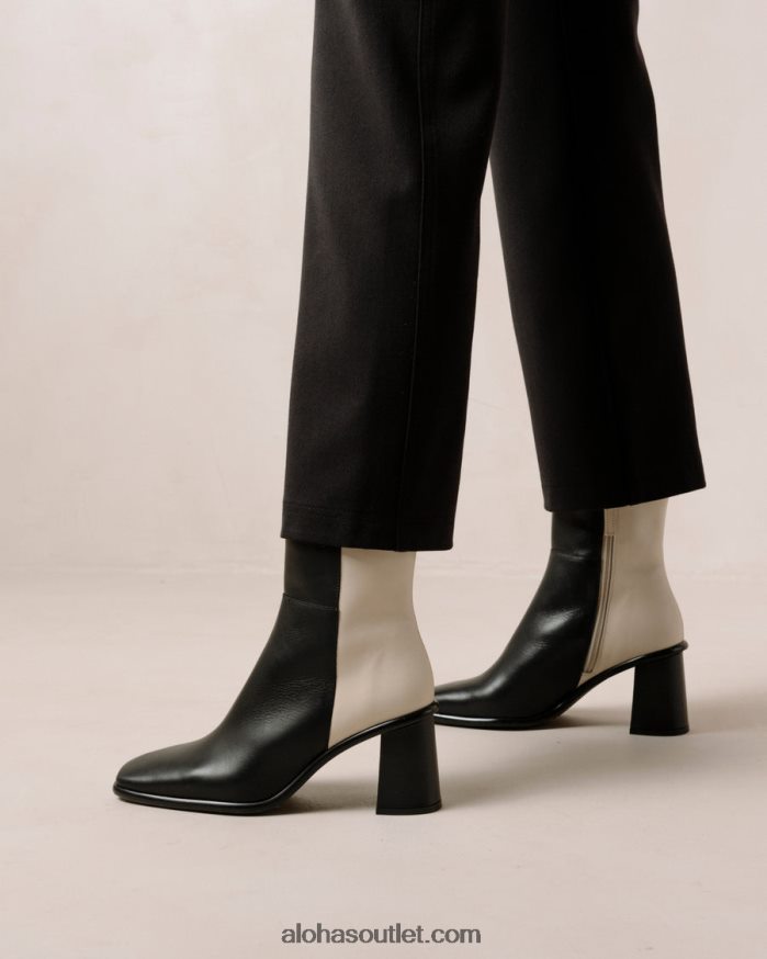 mulheres west - botas de couro preto e branco Alohas 4P88ZX341 creme preto