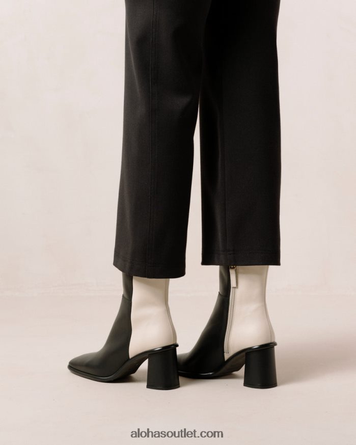 mulheres west - botas de couro preto e branco Alohas 4P88ZX341 creme preto