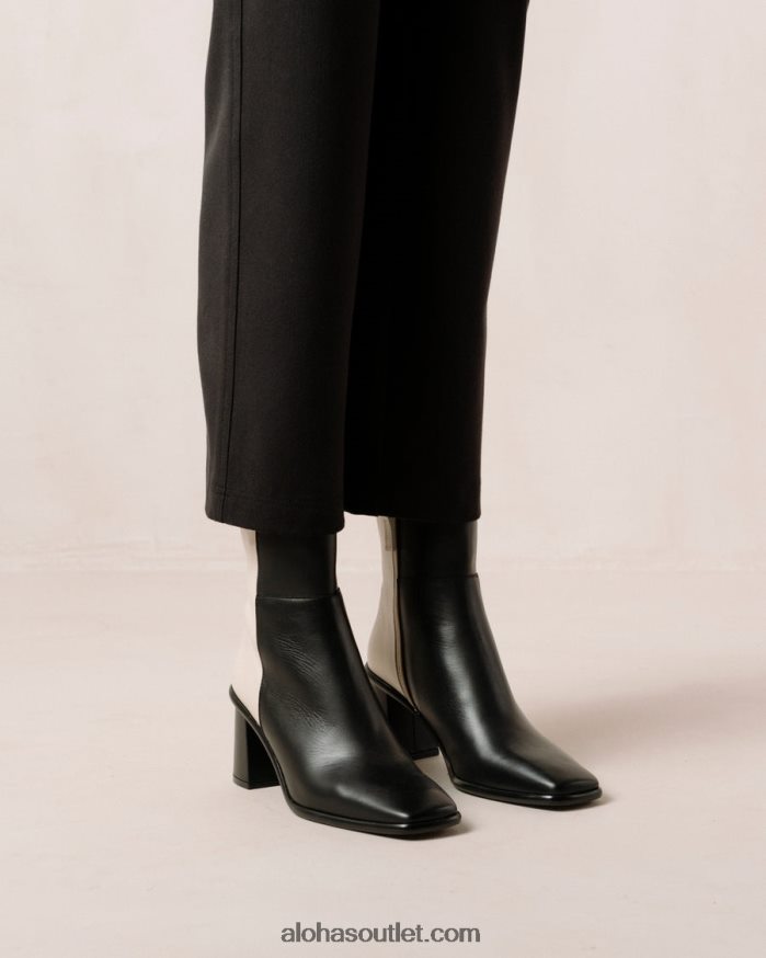 mulheres west - botas de couro preto e branco Alohas 4P88ZX341 creme preto
