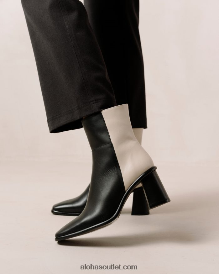 mulheres west - botas de couro preto e branco Alohas 4P88ZX341 creme preto
