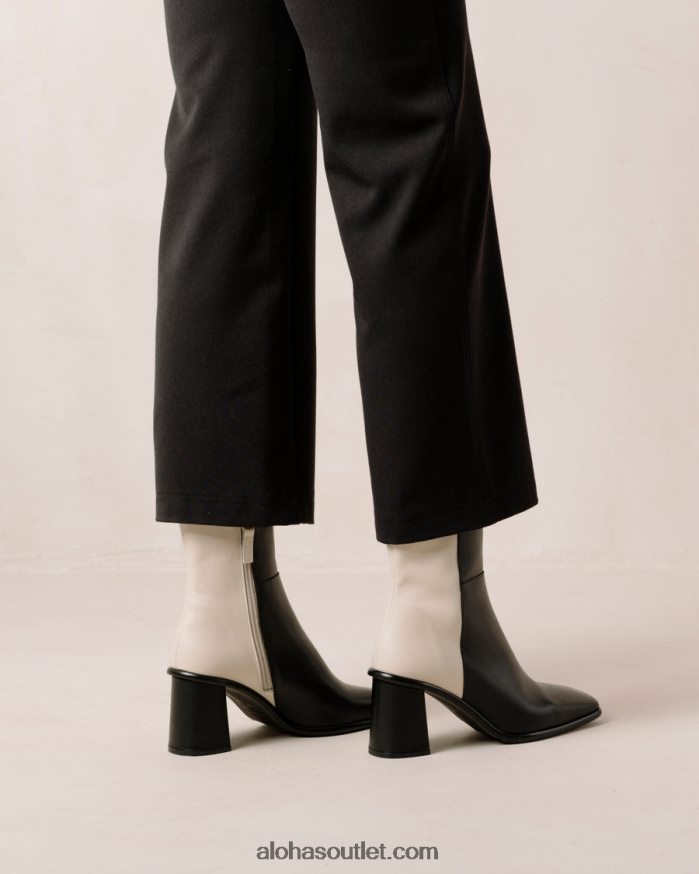 mulheres west - botas de couro preto e branco Alohas 4P88ZX341 creme preto