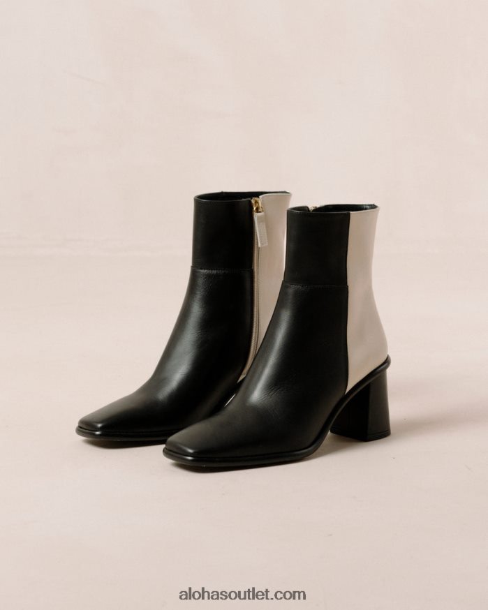 mulheres west - botas de couro preto e branco Alohas 4P88ZX341 creme preto