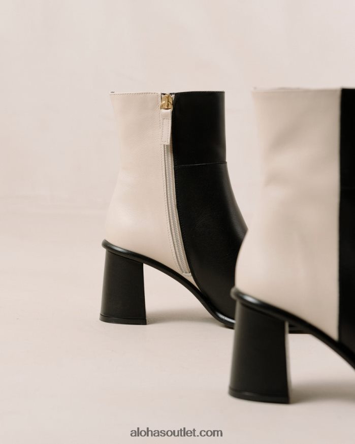 mulheres west - botas de couro preto e branco Alohas 4P88ZX341 creme preto
