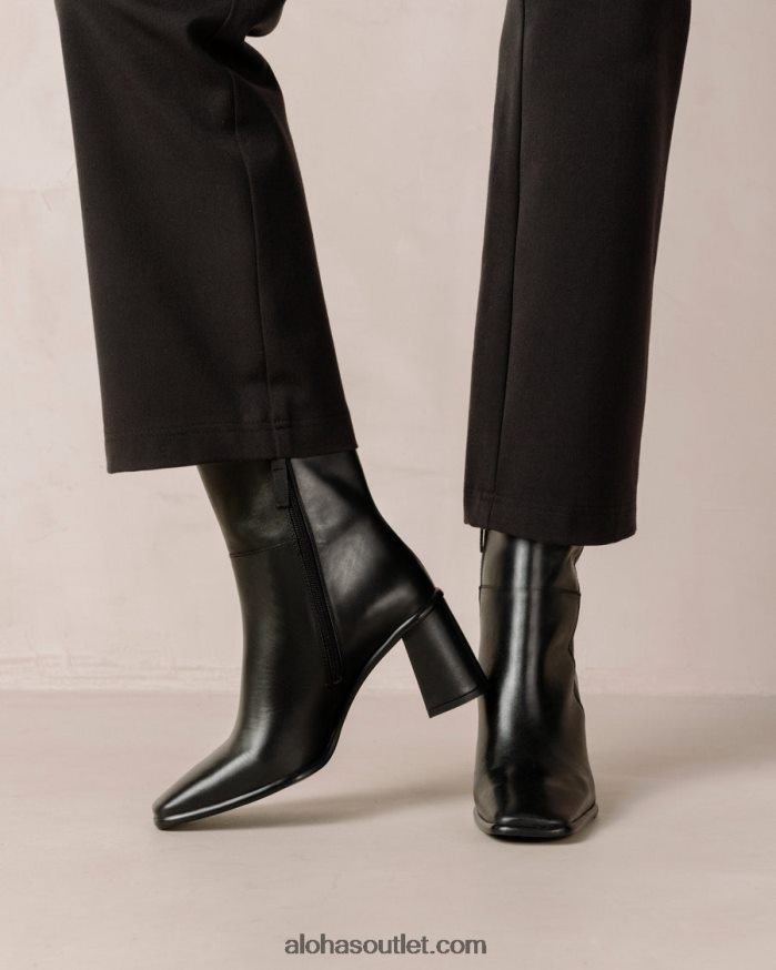 mulheres west - botas pretas de couro Alohas 4P88ZX459 preto total