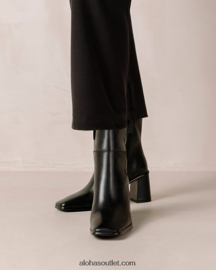 mulheres west - botas pretas de couro Alohas 4P88ZX459 preto total