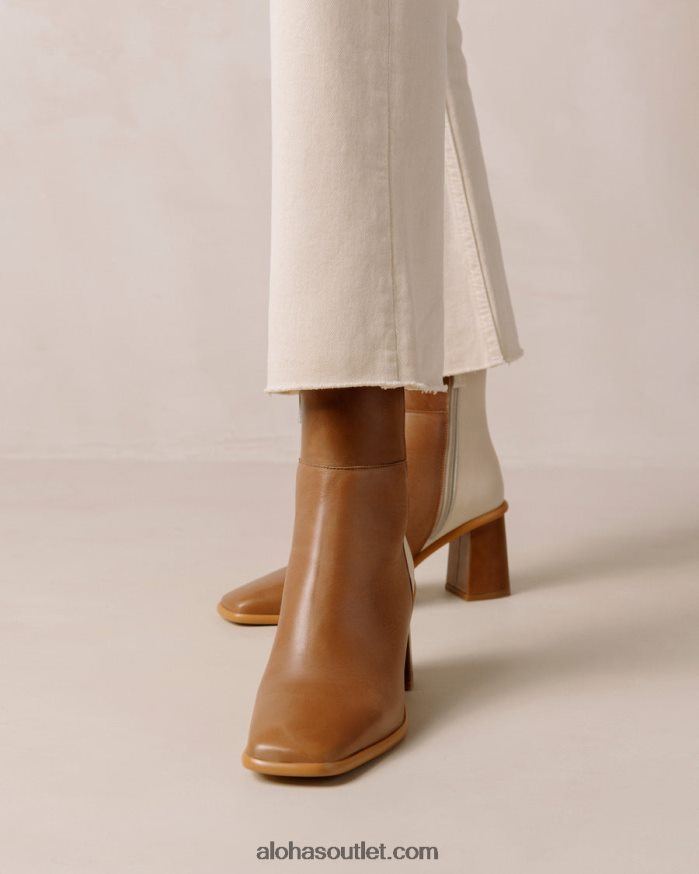 mulheres west - botins de pele branca e castanha Alohas 4P88ZX339 creme de camelo