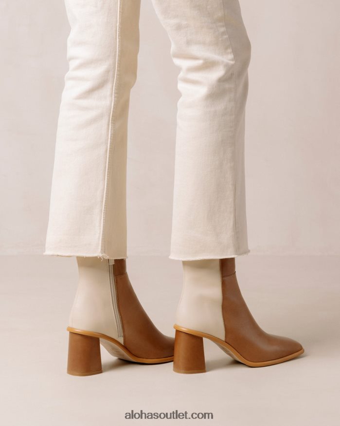 mulheres west - botins de pele branca e castanha Alohas 4P88ZX339 creme de camelo