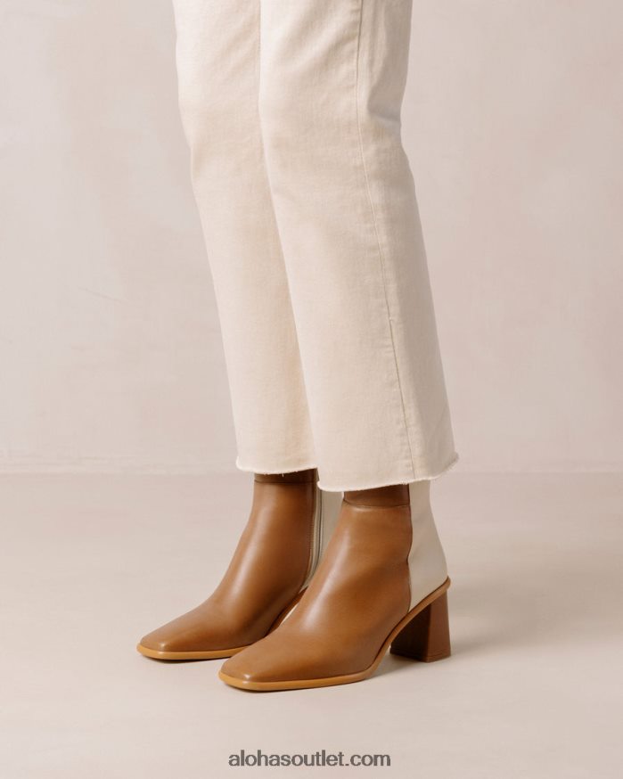 mulheres west - botins de pele branca e castanha Alohas 4P88ZX339 creme de camelo
