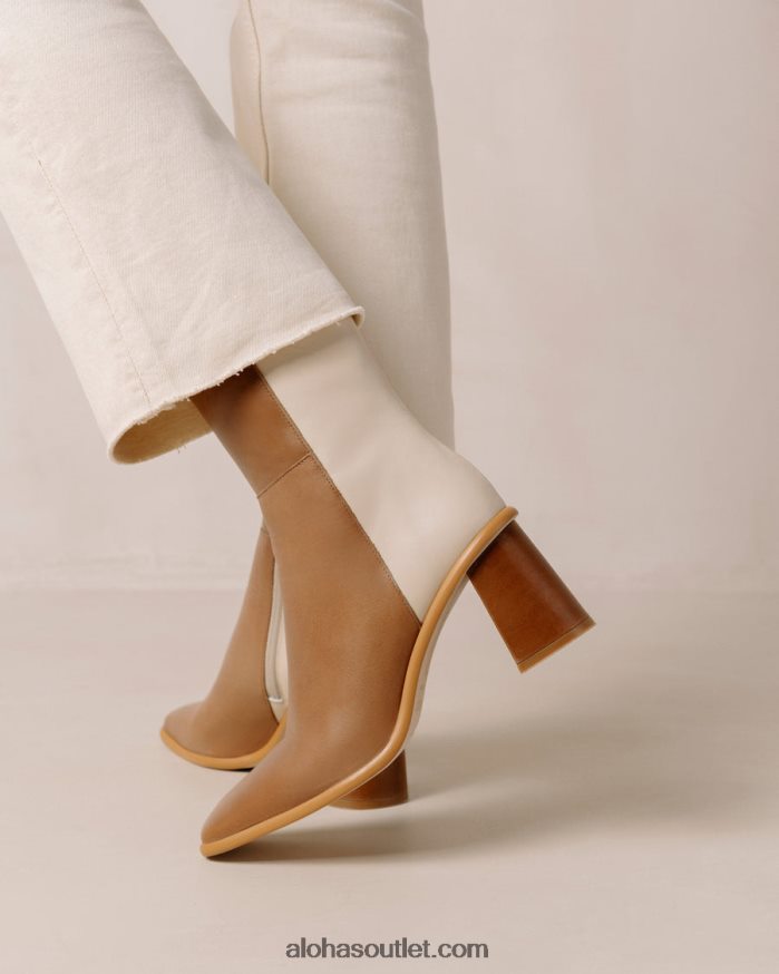 mulheres west - botins de pele branca e castanha Alohas 4P88ZX339 creme de camelo
