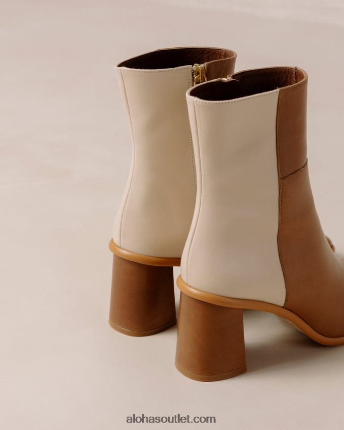 mulheres west - botins de pele branca e castanha Alohas 4P88ZX339 creme de camelo
