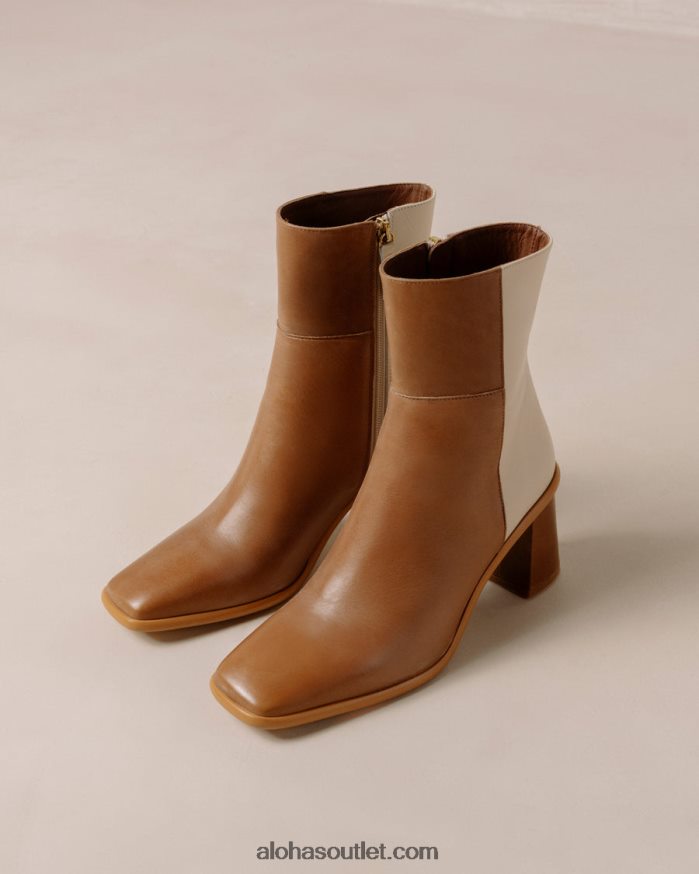 mulheres west - botins de pele branca e castanha Alohas 4P88ZX339 creme de camelo