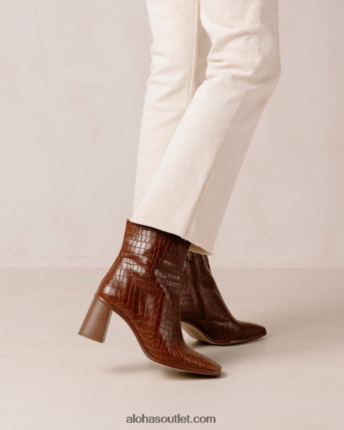 mulheres west cape croco - botas de couro marrom Alohas 4P88ZX455 marrom croco
