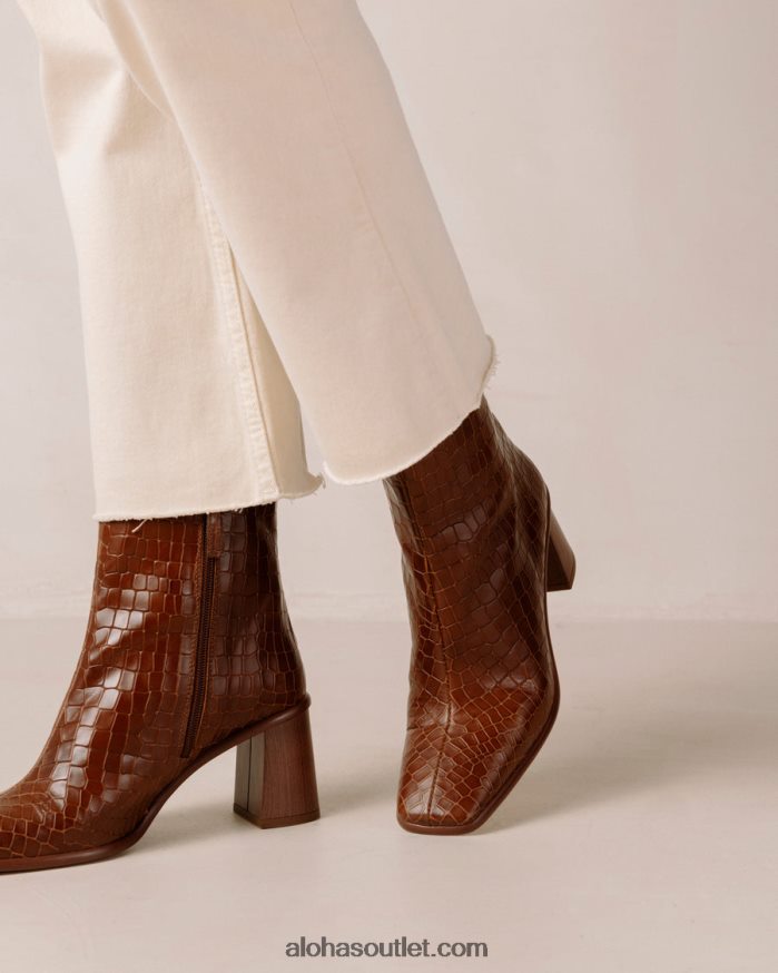 mulheres west cape croco - botas de couro marrom Alohas 4P88ZX455 marrom croco