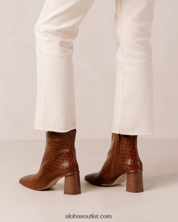 mulheres west cape croco - botas de couro marrom Alohas 4P88ZX455 marrom croco