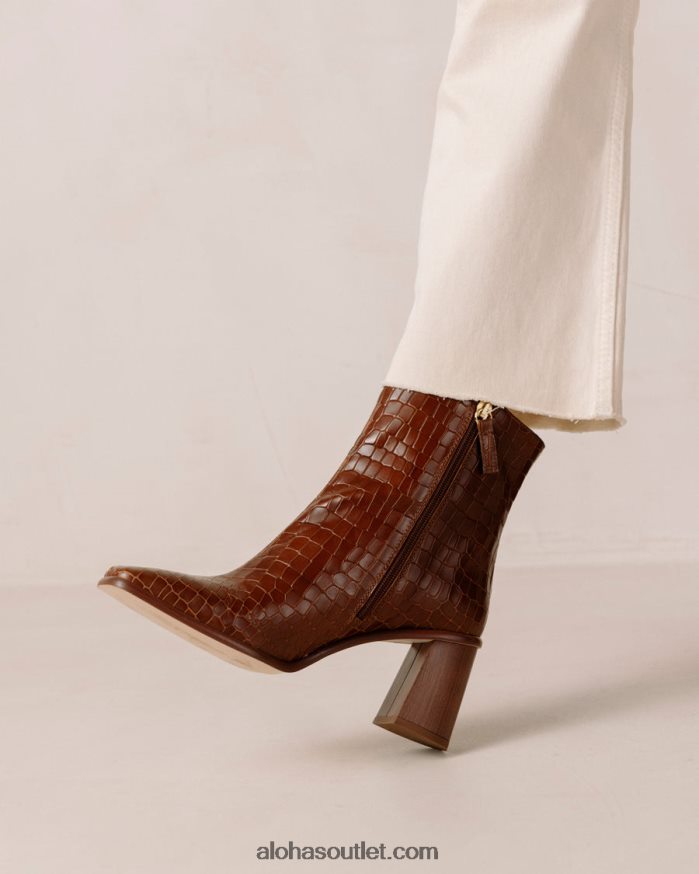 mulheres west cape croco - botas de couro marrom Alohas 4P88ZX455 marrom croco