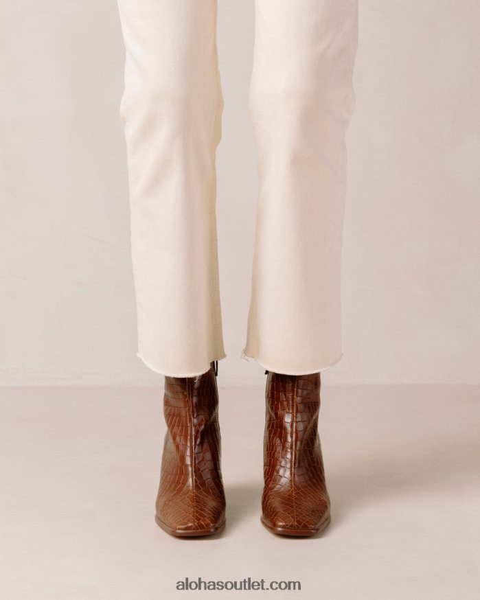 mulheres west cape croco - botas de couro marrom Alohas 4P88ZX455 marrom croco