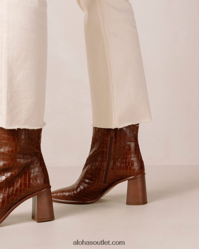 mulheres west cape croco - botas de couro marrom Alohas 4P88ZX455 marrom croco