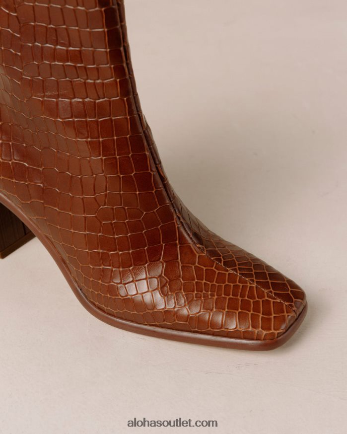 mulheres west cape croco - botas de couro marrom Alohas 4P88ZX455 marrom croco